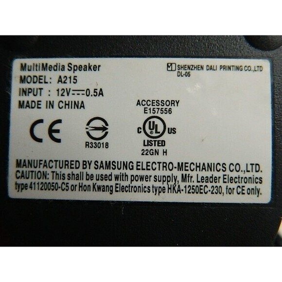 Dell Multimedia Computer Speakers A215 w/ AC Adapter Black Tested & Works - Picture 7 of 10